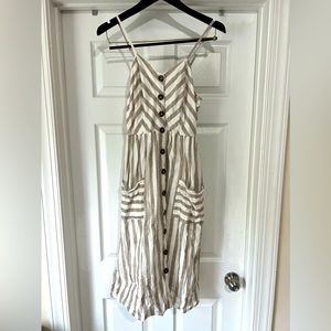 Japna Beige and White Dress